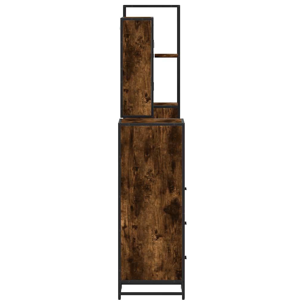 vidaXL 4 Piece Bathroom Furniture Set Smoked Oak Engineered Wood