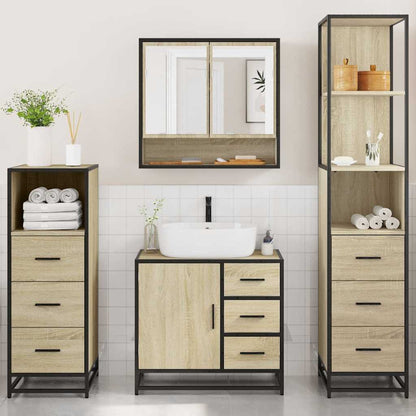 vidaXL 4 Piece Bathroom Furniture Set Sonoma Oak Engineered Wood