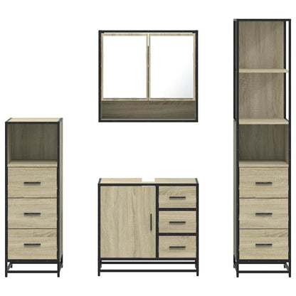 vidaXL 4 Piece Bathroom Furniture Set Sonoma Oak Engineered Wood