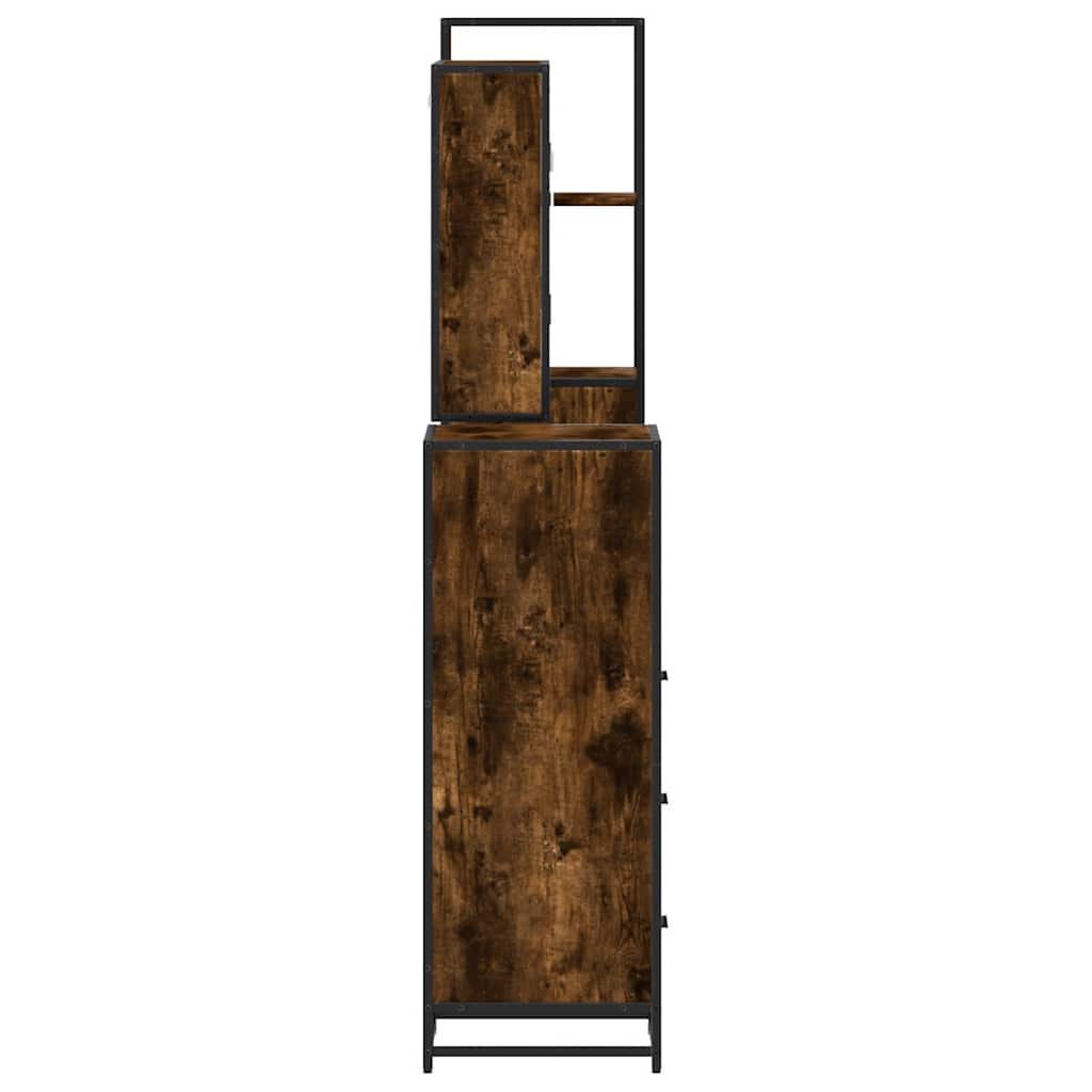 vidaXL 4 Piece Bathroom Furniture Set Smoked Oak Engineered Wood