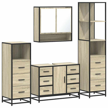 vidaXL 4 Piece Bathroom Furniture Set Sonoma Oak Engineered Wood