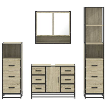 vidaXL 4 Piece Bathroom Furniture Set Sonoma Oak Engineered Wood