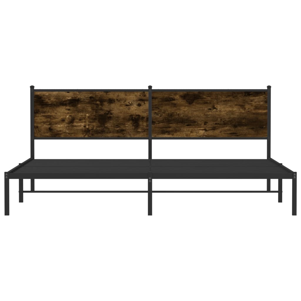 vidaXL Metal Bed Frame without Mattress Smoked Oak 200x200 cm