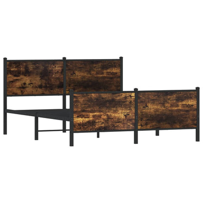 vidaXL Metal Bed Frame without Mattress Smoked Oak 140x190 cm
