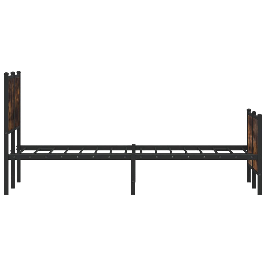 vidaXL Metal Bed Frame without Mattress Smoked Oak 140x190 cm