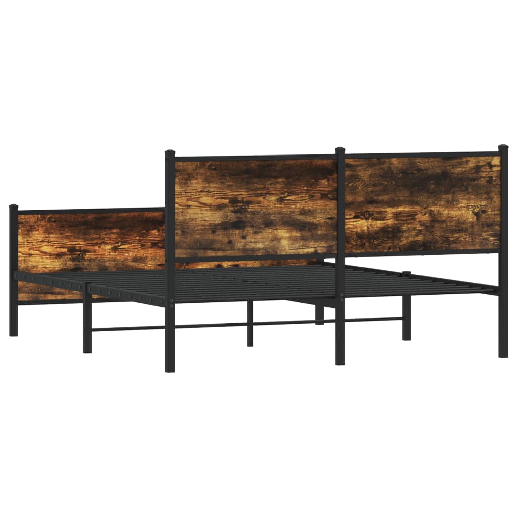 vidaXL Metal Bed Frame without Mattress Smoked Oak 150x200 cm King Size