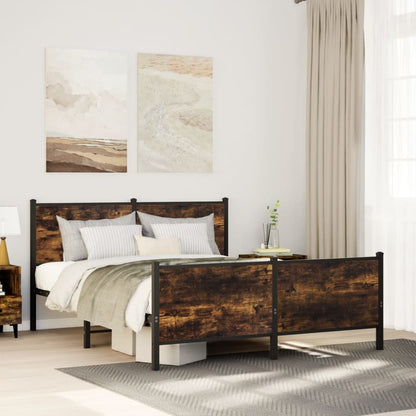 vidaXL Metal Bed Frame without Mattress Smoked Oak 160x200 cm
