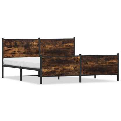 vidaXL Metal Bed Frame without Mattress Smoked Oak 180x200 cm Super King