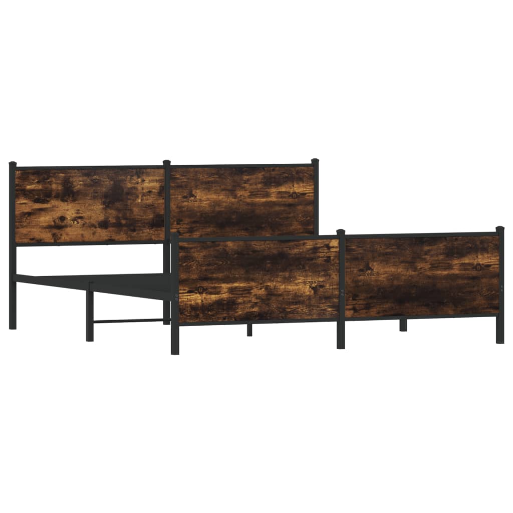 vidaXL Metal Bed Frame without Mattress Smoked Oak 183x213 cm