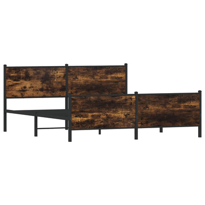 vidaXL Metal Bed Frame without Mattress Smoked Oak 183x213 cm