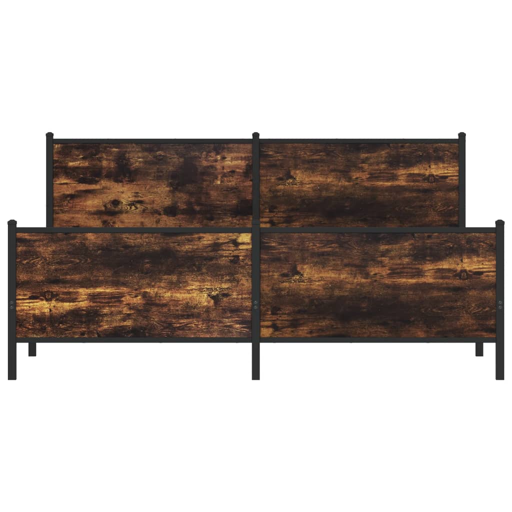 vidaXL Metal Bed Frame without Mattress Smoked Oak 183x213 cm