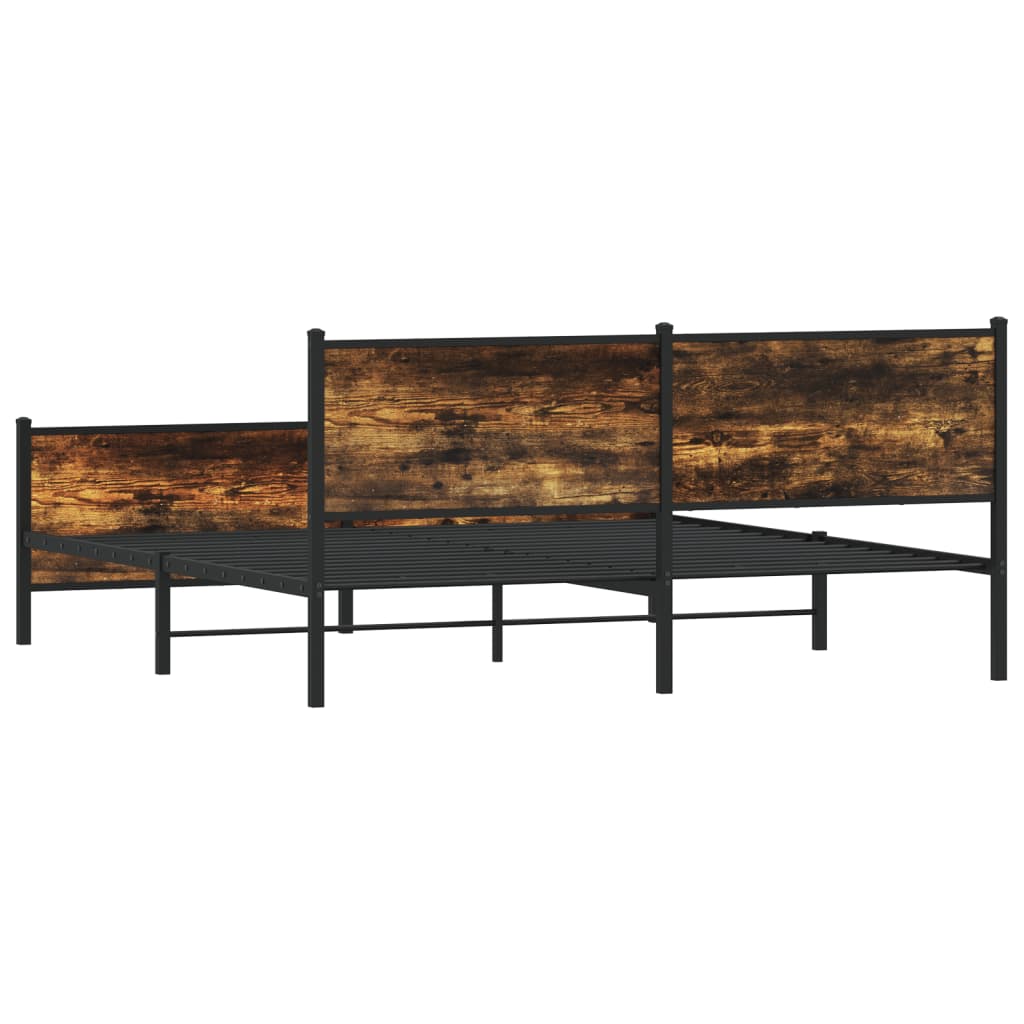 vidaXL Metal Bed Frame without Mattress Smoked Oak 183x213 cm