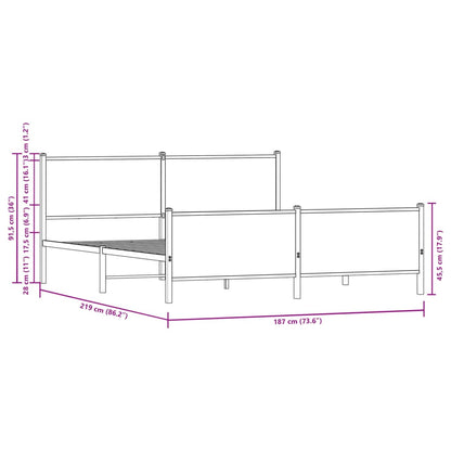vidaXL Metal Bed Frame without Mattress Smoked Oak 183x213 cm
