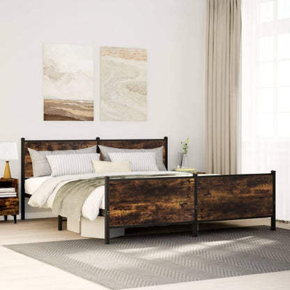 vidaXL Metal Bed Frame without Mattress Smoked Oak 183x213 cm
