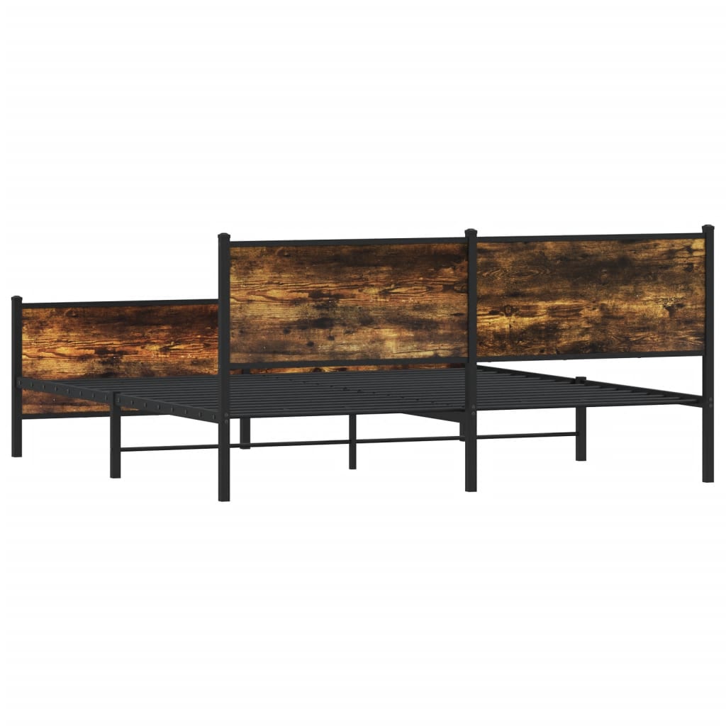 vidaXL Metal Bed Frame without Mattress Smoked Oak 200x200 cm