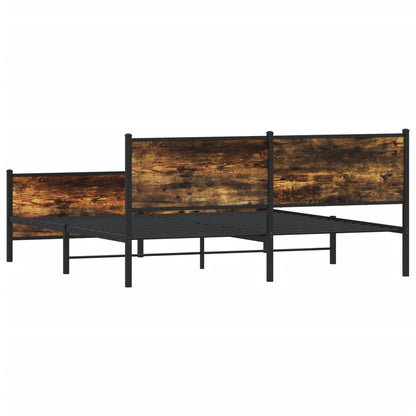 vidaXL Metal Bed Frame without Mattress Smoked Oak 200x200 cm
