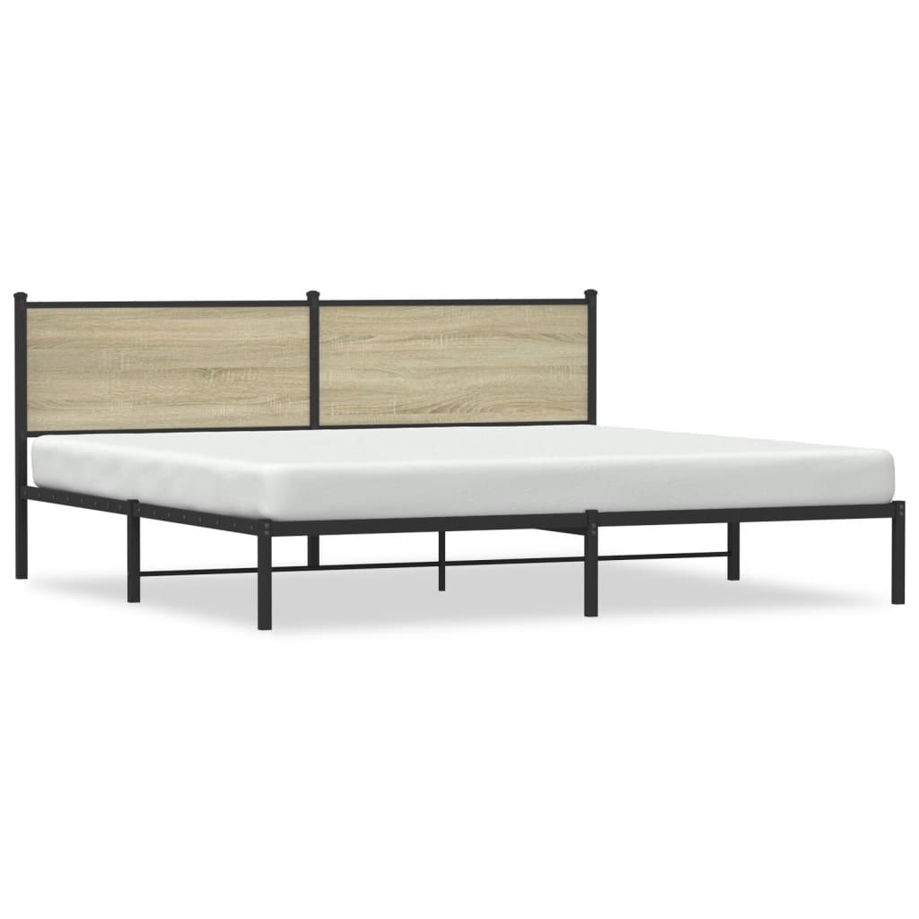 vidaXL Metal Bed Frame without Mattress Sonoma Oak 200x200 cm