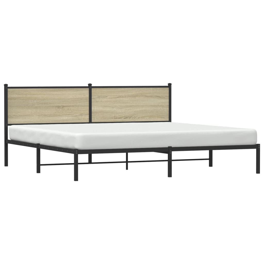 vidaXL Metal Bed Frame without Mattress Sonoma Oak 200x200 cm