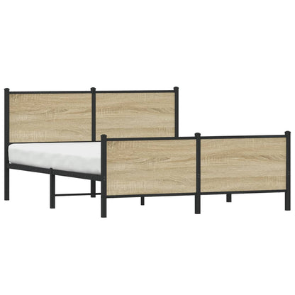 vidaXL Metal Bed Frame without Mattress Sonoma Oak 140x200 cm