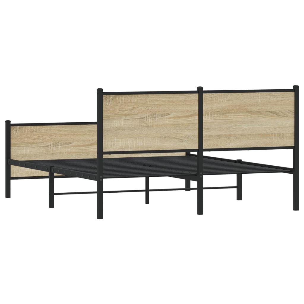 vidaXL Metal Bed Frame without Mattress Sonoma Oak 140x200 cm