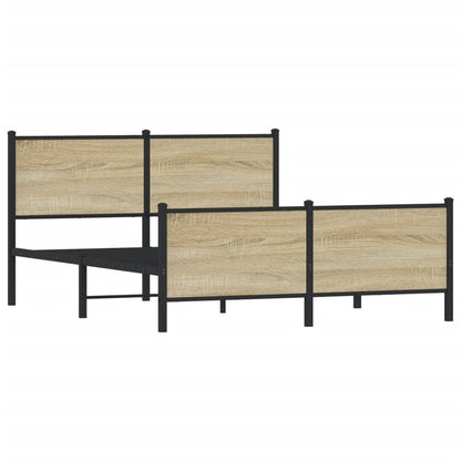vidaXL Metal Bed Frame without Mattress Sonoma Oak 150x200 cm King Size