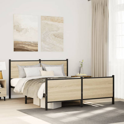 vidaXL Metal Bed Frame without Mattress Sonoma Oak 150x200 cm King Size