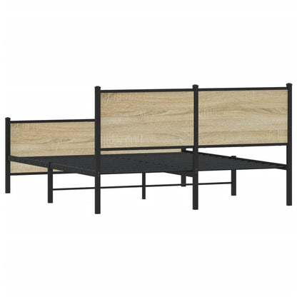 vidaXL Metal Bed Frame without Mattress Sonoma Oak 160x200 cm