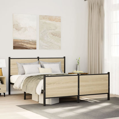 vidaXL Metal Bed Frame without Mattress Sonoma Oak 160x200 cm
