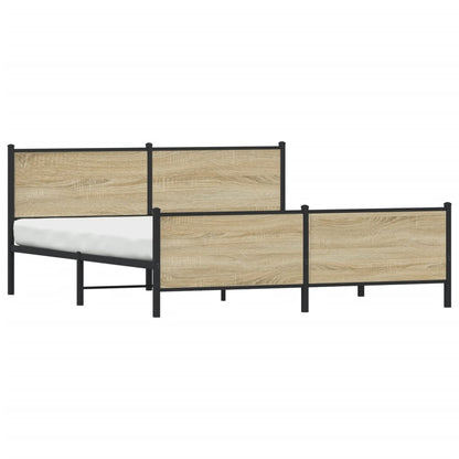 vidaXL Metal Bed Frame without Mattress Sonoma Oak 180x200 cm Super King
