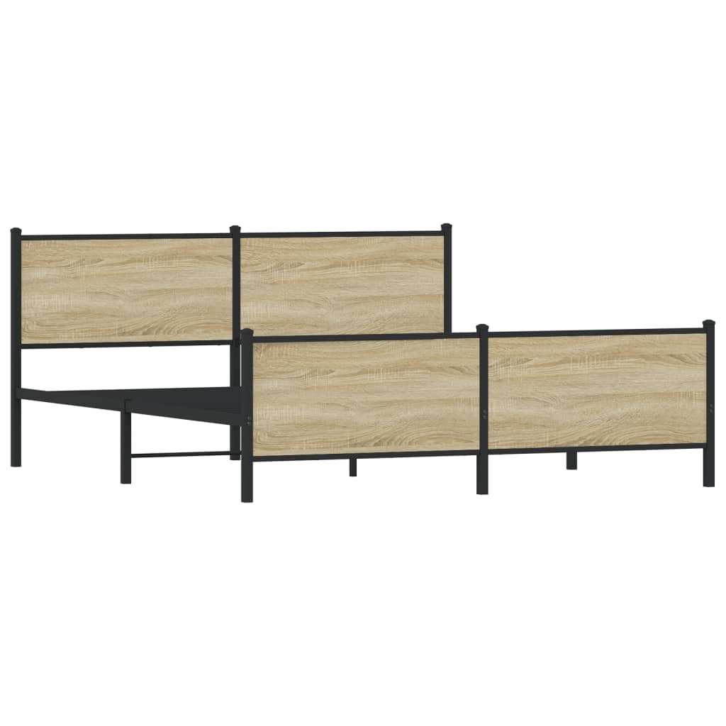 vidaXL Metal Bed Frame without Mattress Sonoma Oak 200x200 cm