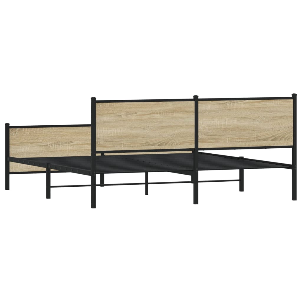 vidaXL Metal Bed Frame without Mattress Sonoma Oak 200x200 cm