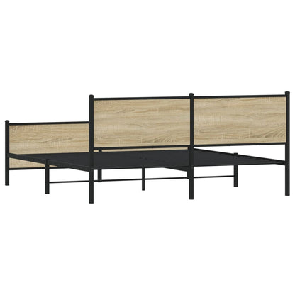 vidaXL Metal Bed Frame without Mattress Sonoma Oak 200x200 cm