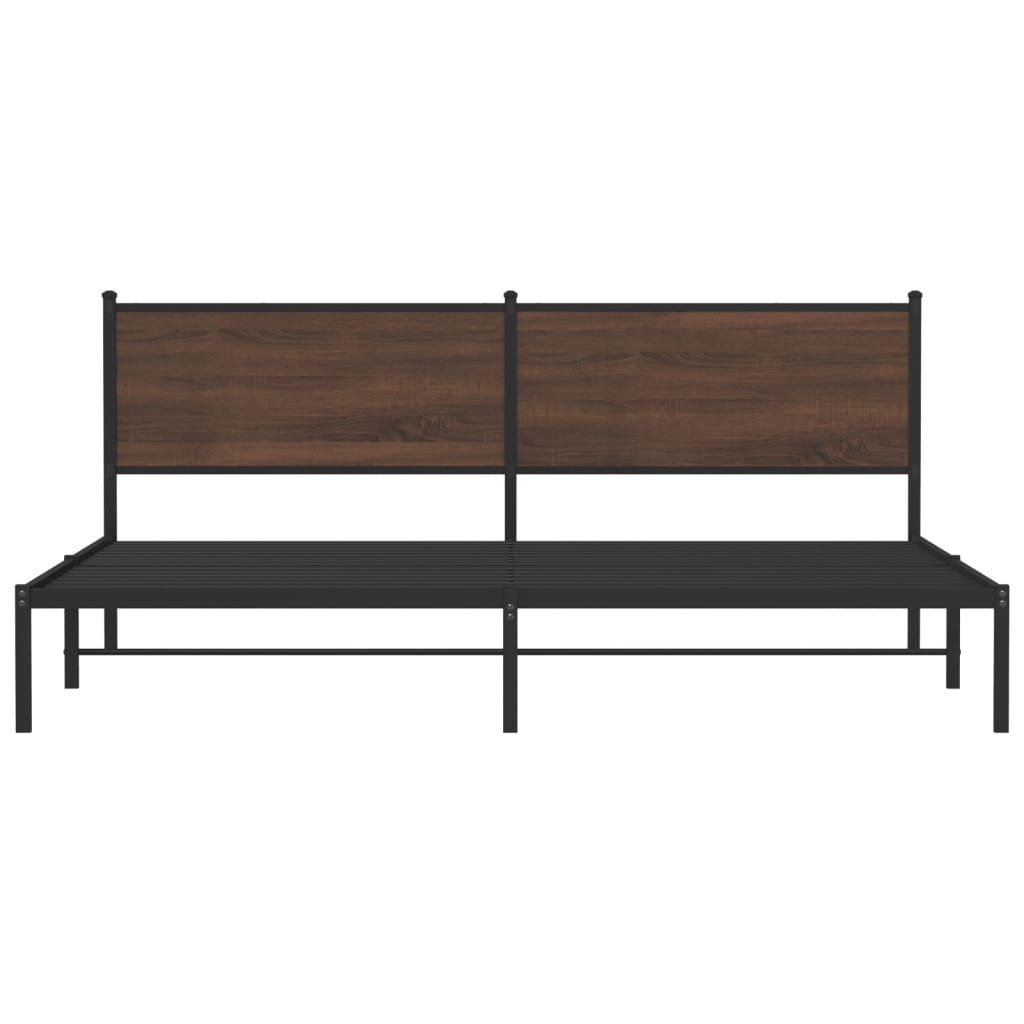 vidaXL Metal Bed Frame without Mattress Brown Oak 200x200 cm