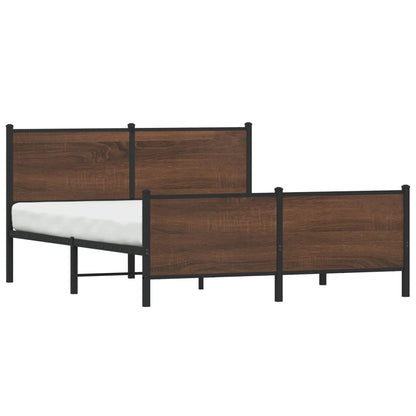 vidaXL Metal Bed Frame without Mattress Brown Oak 140x190 cm