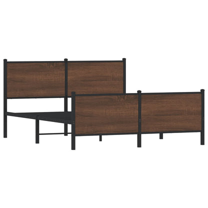 vidaXL Metal Bed Frame without Mattress Brown Oak 140x190 cm