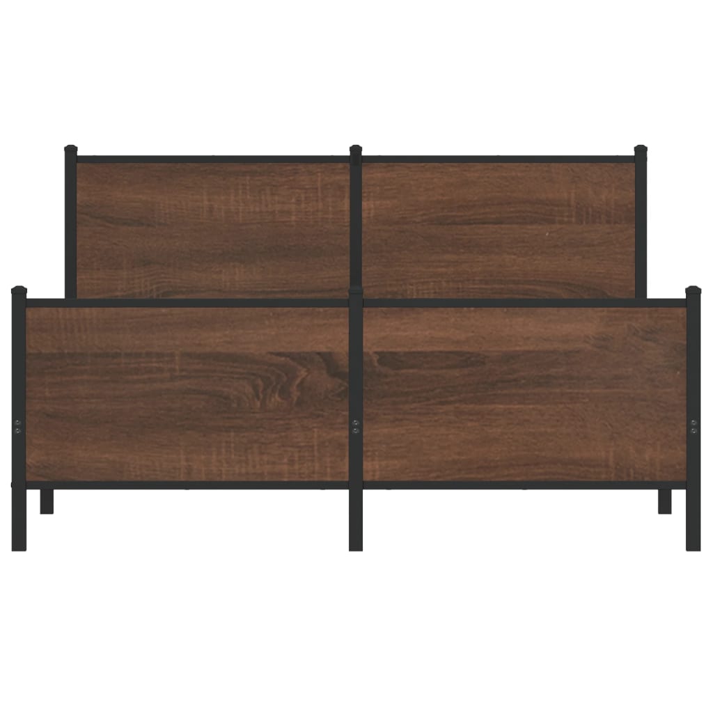 vidaXL Metal Bed Frame without Mattress Brown Oak 140x190 cm