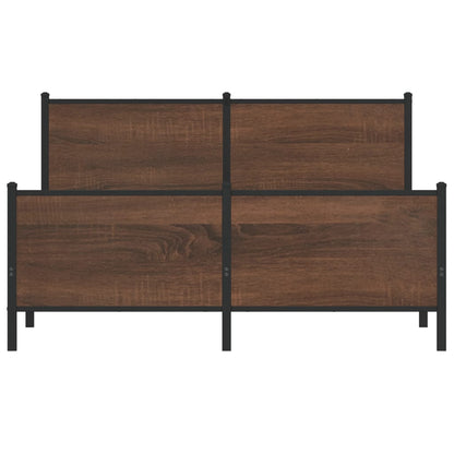 vidaXL Metal Bed Frame without Mattress Brown Oak 140x190 cm