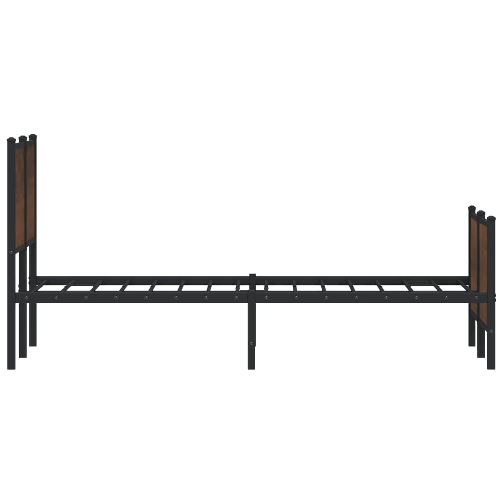 vidaXL Metal Bed Frame without Mattress Brown Oak 140x190 cm