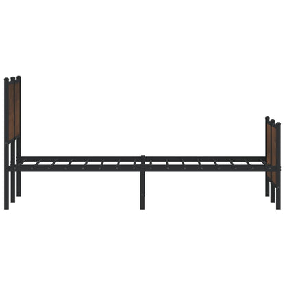 vidaXL Metal Bed Frame without Mattress Brown Oak 140x190 cm