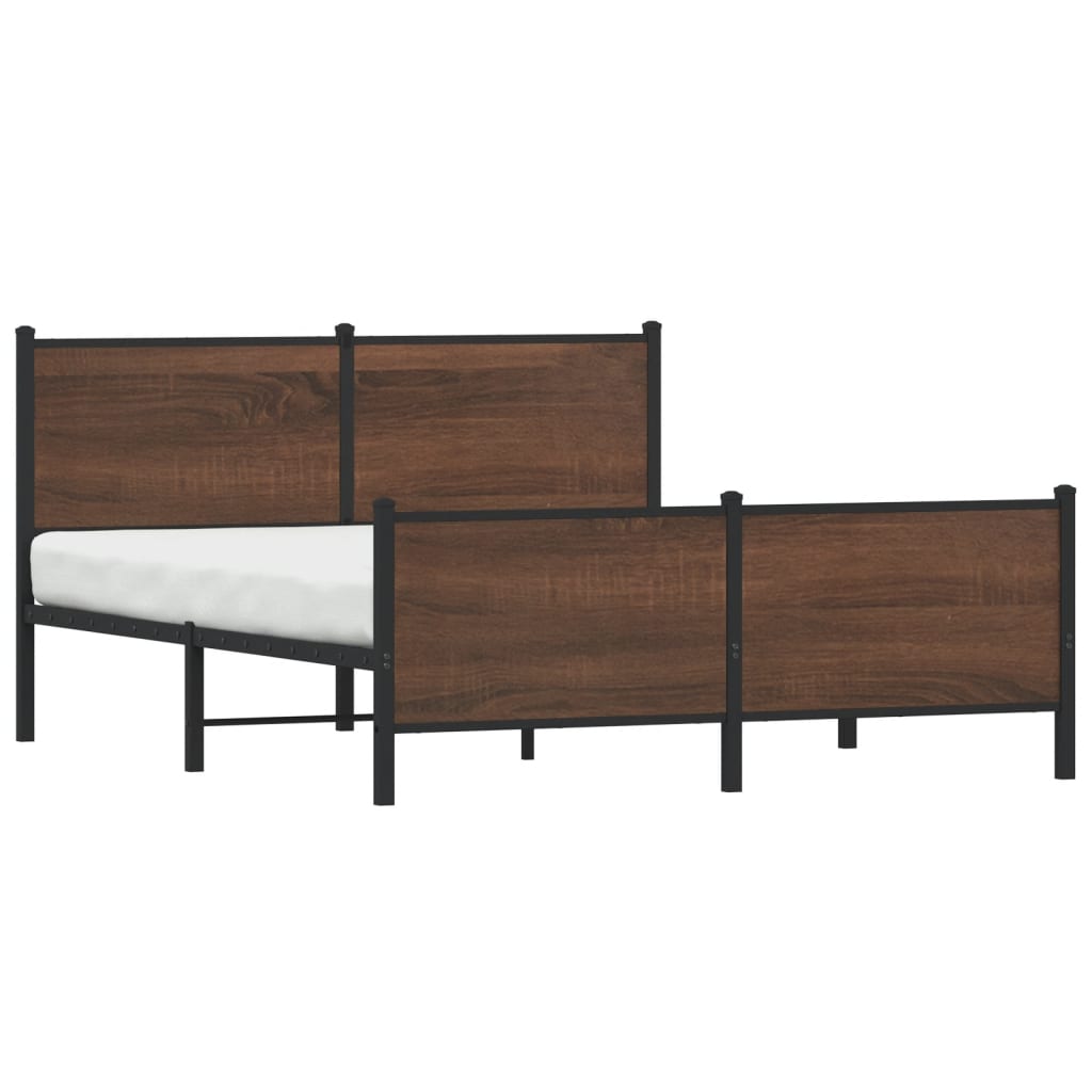 vidaXL Metal Bed Frame without Mattress Brown Oak 150x200 cm King Size