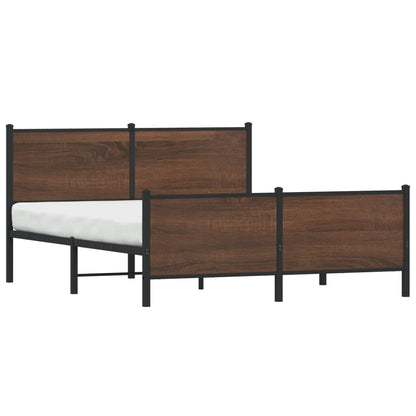 vidaXL Metal Bed Frame without Mattress Brown Oak 150x200 cm King Size