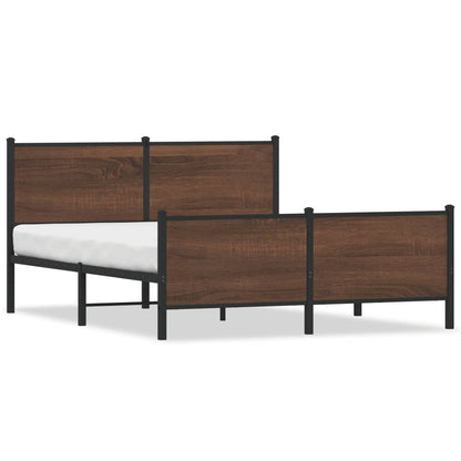 vidaXL Metal Bed Frame without Mattress Brown Oak 160x200 cm