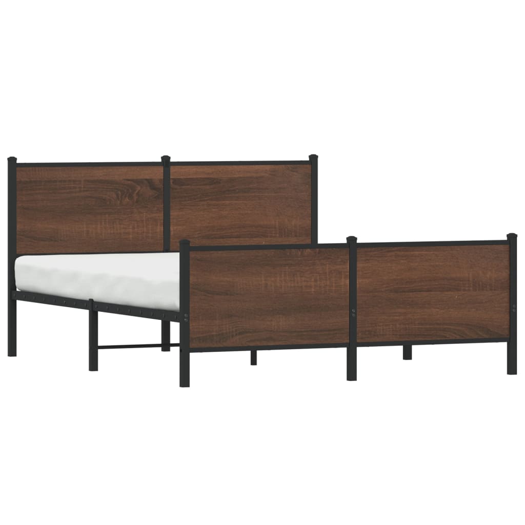 vidaXL Metal Bed Frame without Mattress Brown Oak 160x200 cm