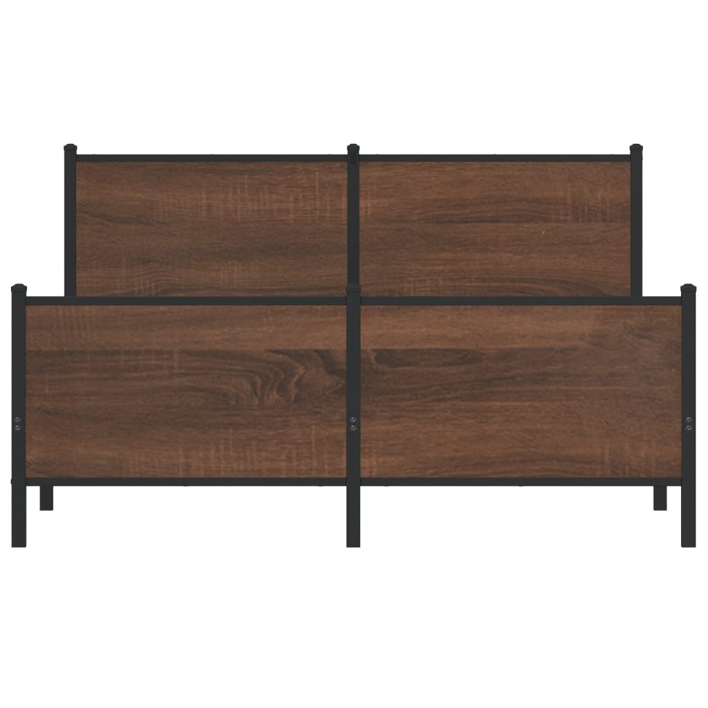vidaXL Metal Bed Frame without Mattress Brown Oak 160x200 cm