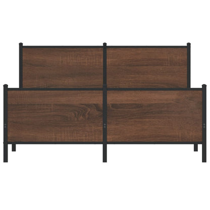 vidaXL Metal Bed Frame without Mattress Brown Oak 160x200 cm