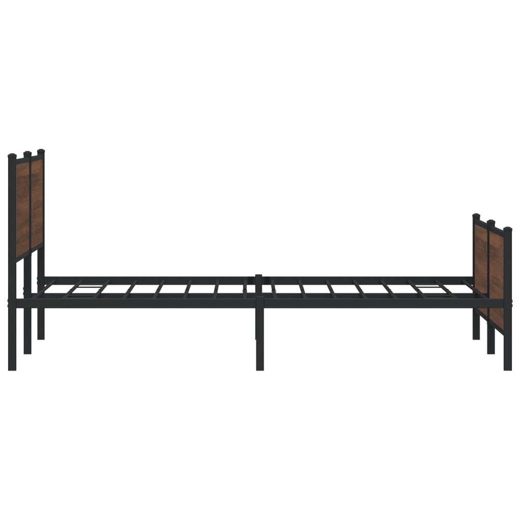 vidaXL Metal Bed Frame without Mattress Brown Oak 180x200 cm Super King