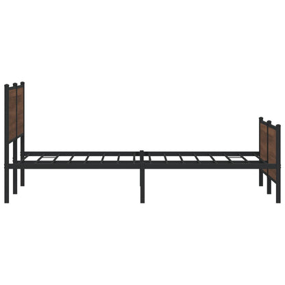 vidaXL Metal Bed Frame without Mattress Brown Oak 180x200 cm Super King