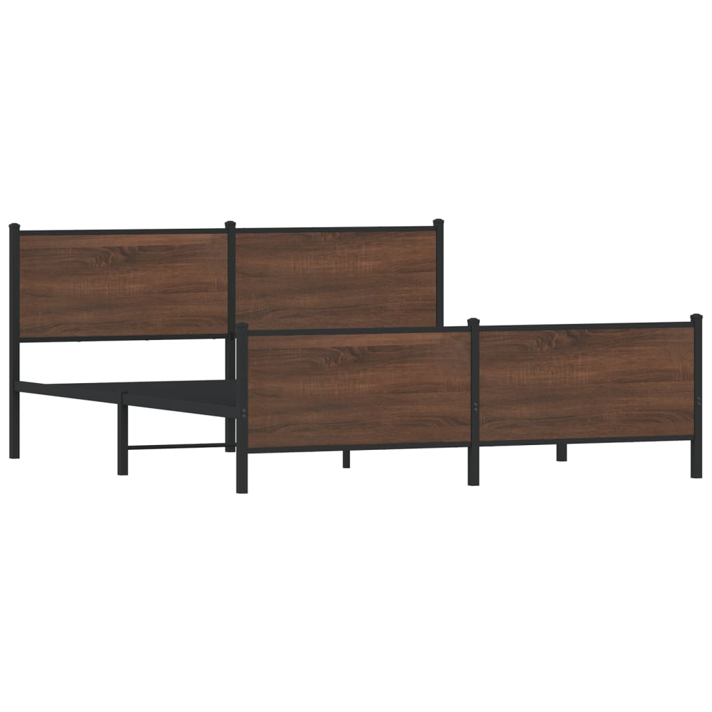 vidaXL Metal Bed Frame without Mattress Brown Oak 193x203 cm