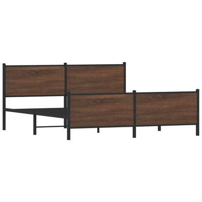 vidaXL Metal Bed Frame without Mattress Brown Oak 193x203 cm
