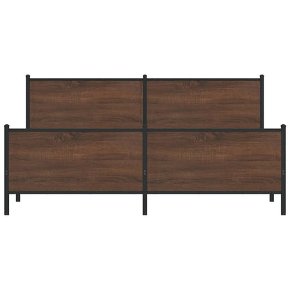 vidaXL Metal Bed Frame without Mattress Brown Oak 193x203 cm